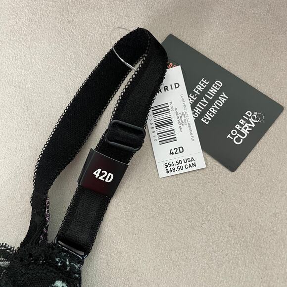 Torrid NWT Lightly Lined Everyday Wire-Free Bra Floral 360° Back Smoothing 42D - Picture 8 of 11